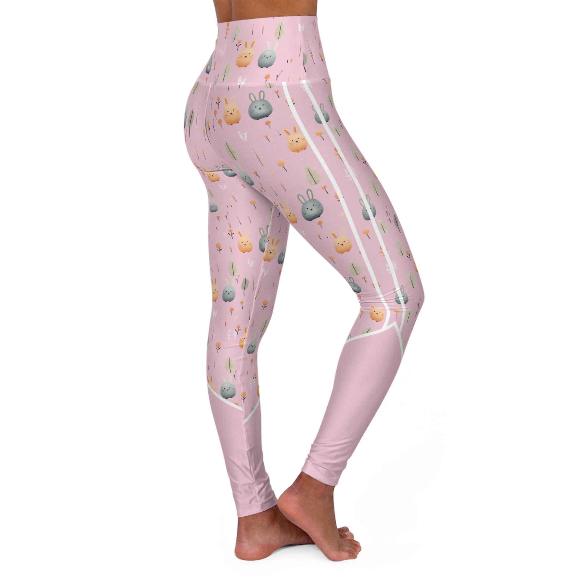 Light Pink Whale Leggings | High Waisted Yoga Leggings | Harmony Hue