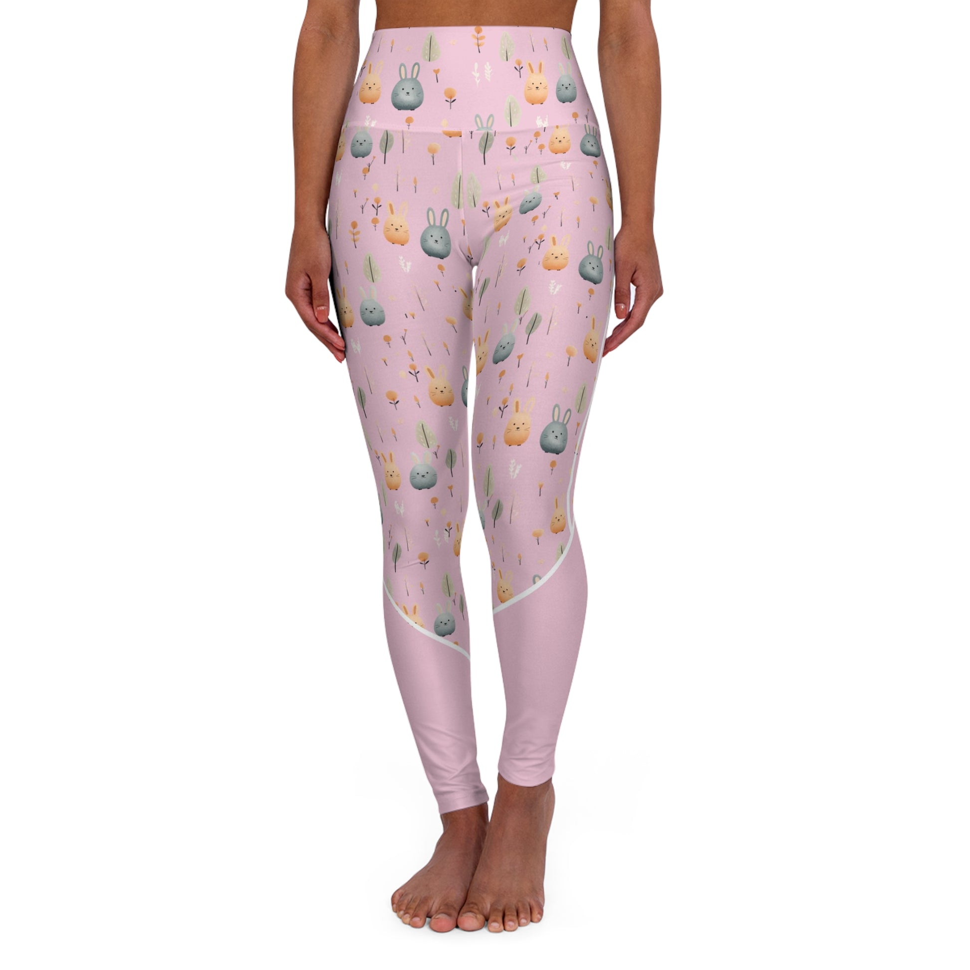 Light Pink Whale Leggings | High Waisted Yoga Leggings | Harmony Hue